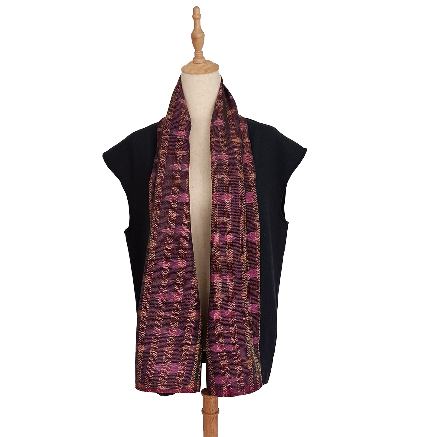 Wool Vest with build-in reversible silk stole