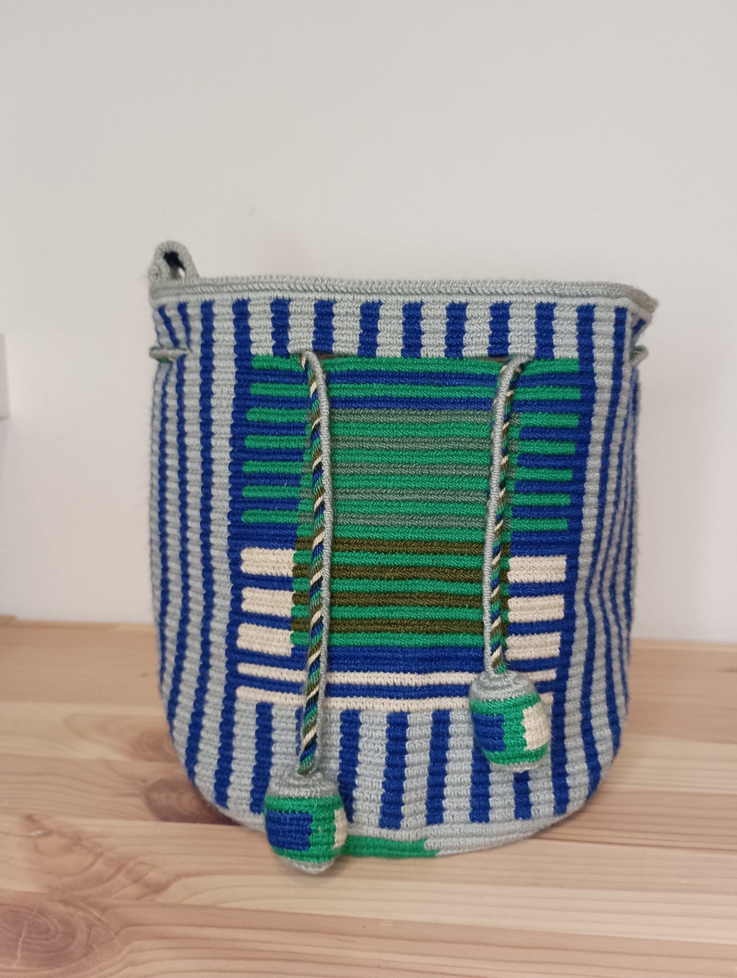 Mochila Wayuu piccola tecnicolor verde