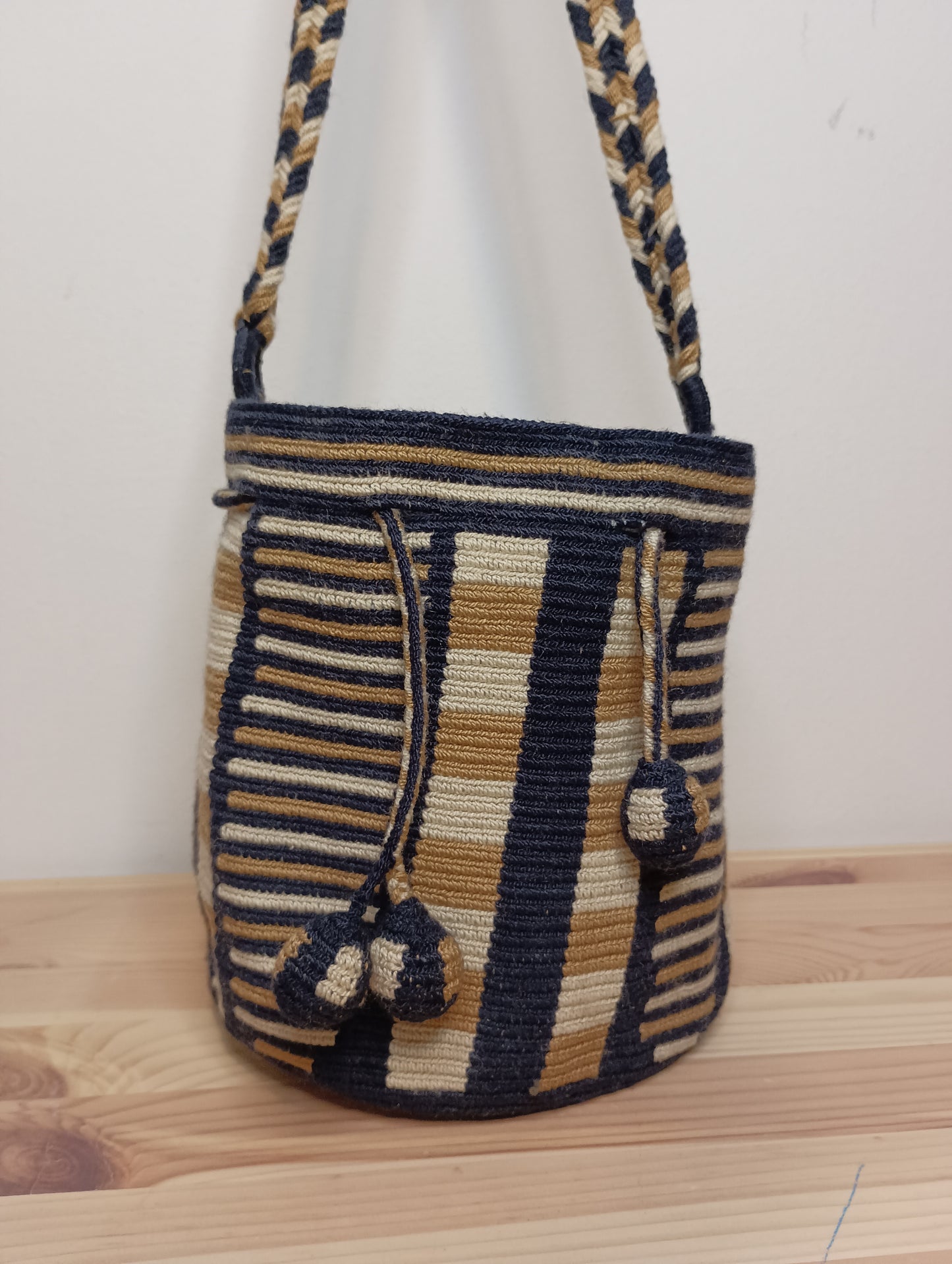 Mochila Wayuu piccola tecnicolor blue beige