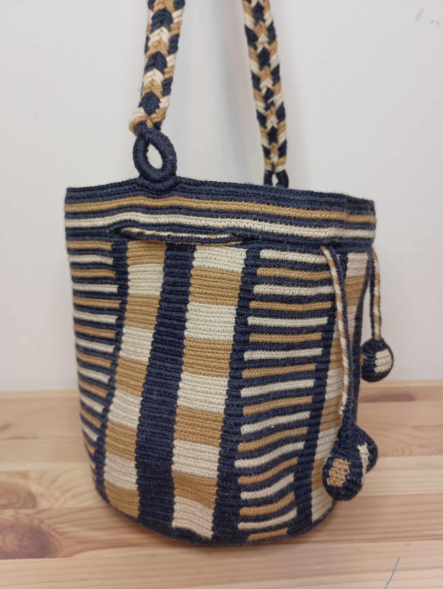 Mochila Wayuu piccola tecnicolor blue beige