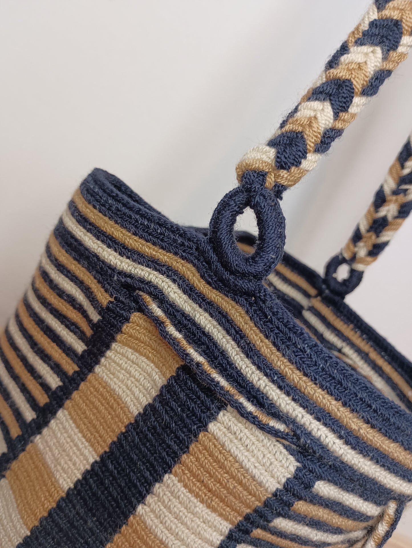 Mochila Wayuu piccola tecnicolor blue beige