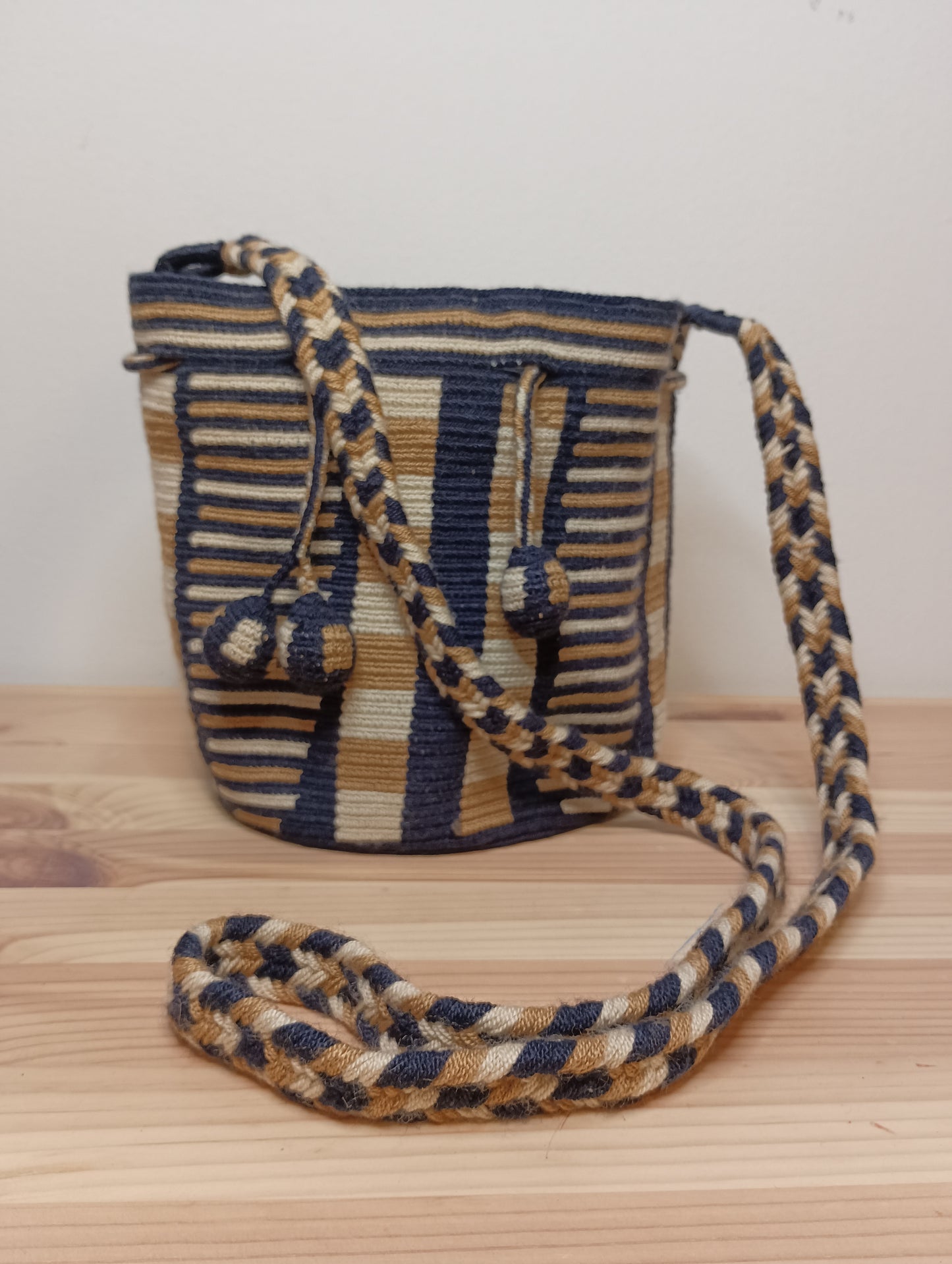 Mochila Wayuu piccola tecnicolor blue beige