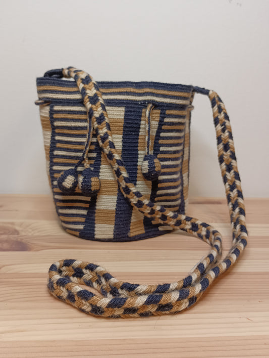 Mochila Wayuu piccola tecnicolor blue beige