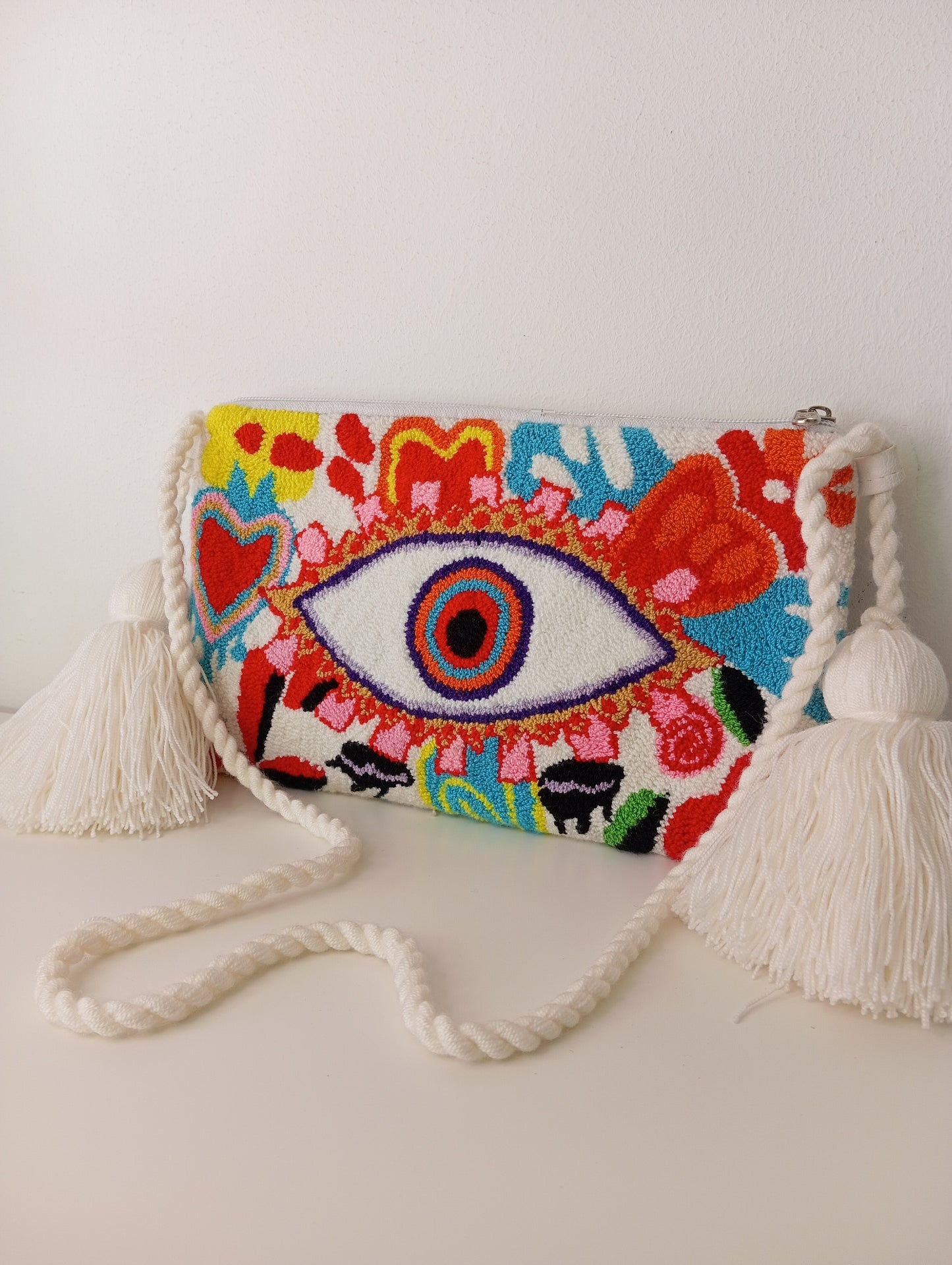 Wayuu Punchneedle shoulder bag - Evil eye