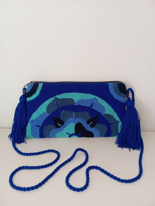 Wayuu Punchneedle shoulder bag - Blue