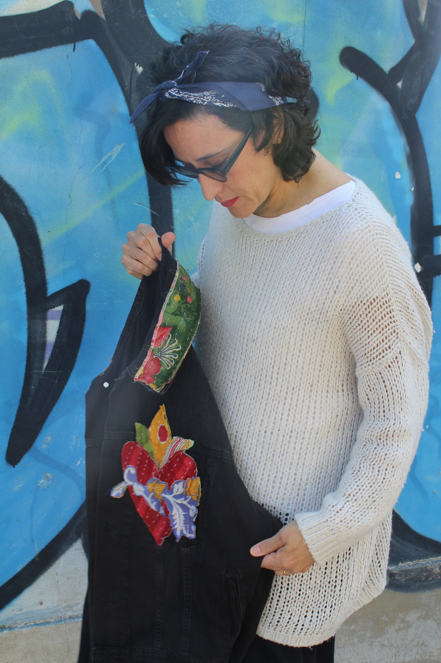 Upcycled Jeans Jacket - Sacro cuore