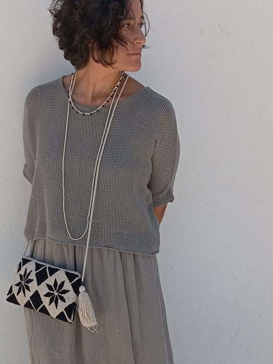 Wayuu Punchneedle shoulder bag - Beige